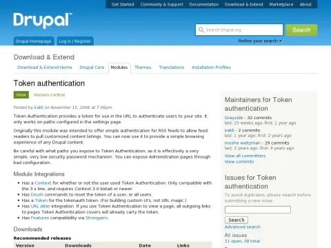 drupal.org project tokenauth