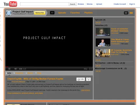 www.youtube.com user ProjectGulfImpact