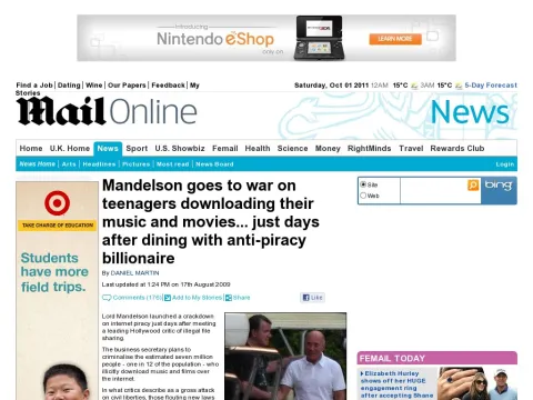 www.dailymail.co.uk news article-1206901 Mandelson-launches-crackdown-file-sharing--just-days-meeting-record-producer.html