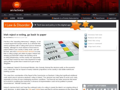 arstechnica.com tech-policy news 2009 04 irish-reject-e-voting-go-back-to-paper.ars