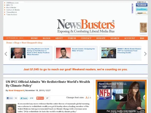 newsbusters.org blogs noel-sheppard 2010 11 18 un-ipcc-official-we-redistribute-worlds-wealth-climate-policy