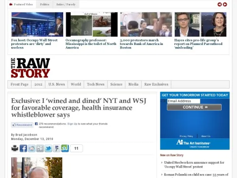 www.rawstory.com rs 2010 12 exclusive-wined-dined-nyt-wsj-favorable-coverage-health-insurance-whistleblower