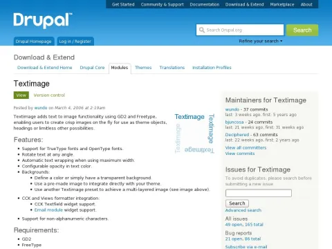 drupal.org project textimage