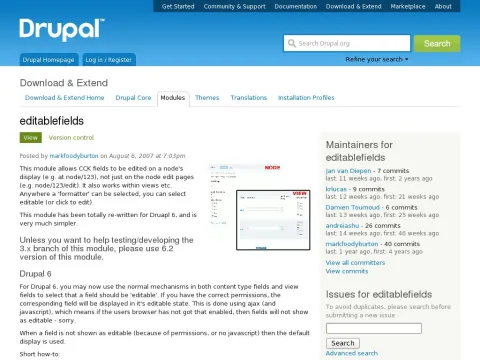 drupal.org project editablefields