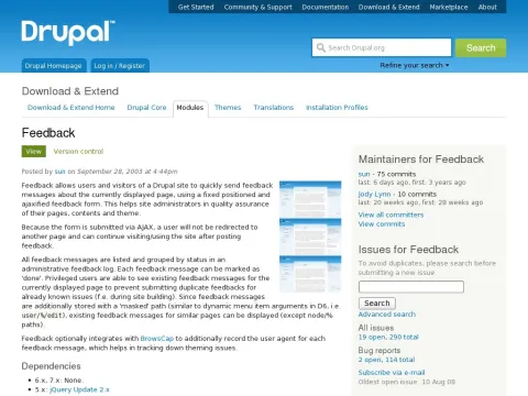 drupal.org project feedback