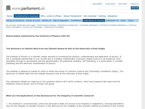 www.publications.parliament.uk pa cm200910 cmselect cmsctech memo climatedata uc3902.htm