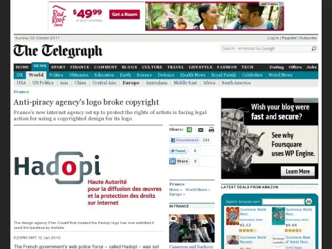 www.telegraph.co.uk news worldnews europe france 6974249 Anti-piracy-agencys-logo-broke-copyright.html