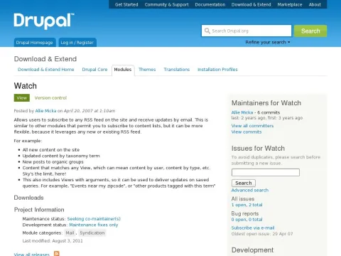 drupal.org project watch