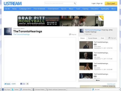 www.ustream.tv channel thetorontohearings