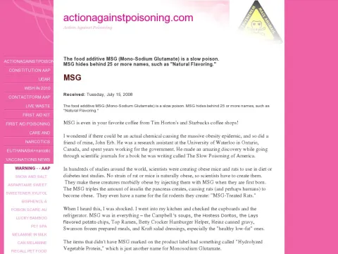 www.actionagainstpoisoning.com WARNING%20AAP FOODADDITIVE warningmonosodiumglutamate.html