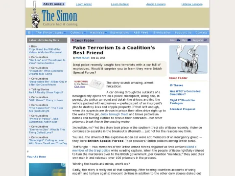 www.thesimon.com magazine articles canon_fodder 0961_fake_terrorism_coalition_best_friend.html