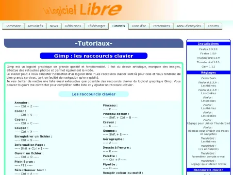 lelogiciellibre.net tutoriaux raccourcis-clavier-gimp.php