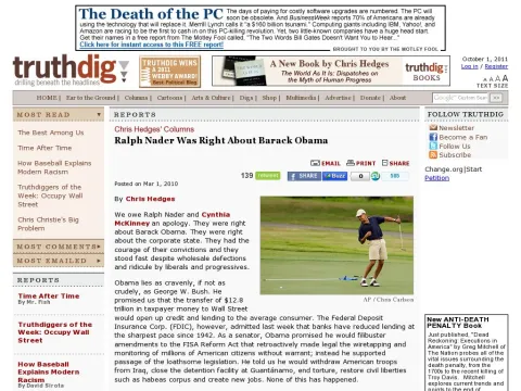 www.truthdig.com report item ralph_nader_was_right_about_barack_obama_20100301