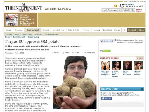 www.independent.co.uk environment green-living fury-as-eu-approves-gm-potato-1915833.html