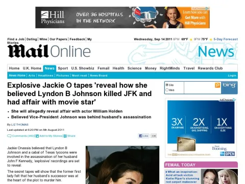 www.dailymail.co.uk news article-2023418 Jackie-O-tapes-reveal-JFKs-affairs-believed-death.html