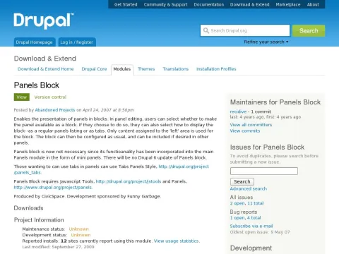 drupal.org project panelsblock