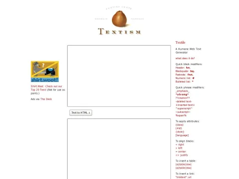 www.textism.com tools textile index.html