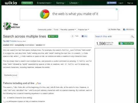 vim.wikia.com wiki Search_across_multiple_lines