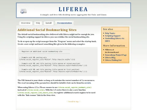 liferea.sourceforge.net social-site.htm