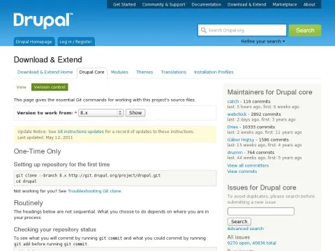 drupal.org project drupal git-instructions