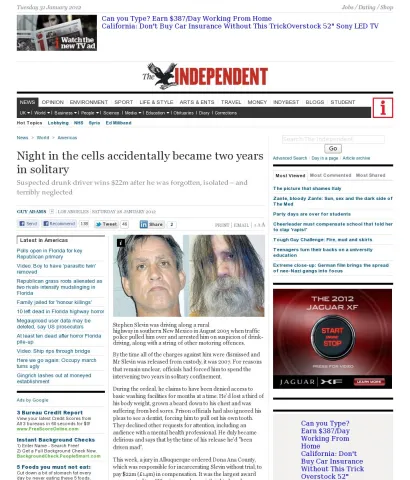 www.independent.co.uk news world americas night-in-the-cells-accidentally-became-two-years-in-solitary-6295937.html