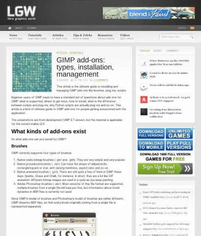 libregraphicsworld.org blog entry gimp-add-ons-types-installation-management