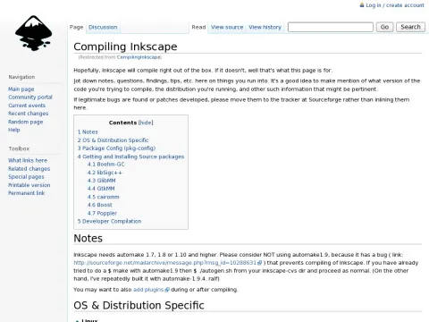 wiki.inkscape.org wiki index.php CompilingInkscape