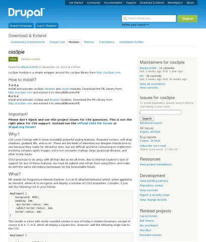 drupal.org project css3pie
